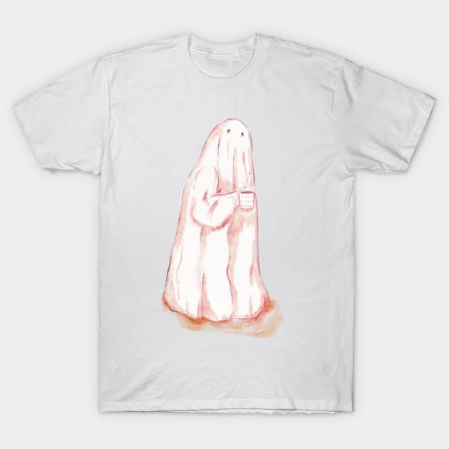 Spooky Ghost Illustration With Coffee T-Shirt by lizillu